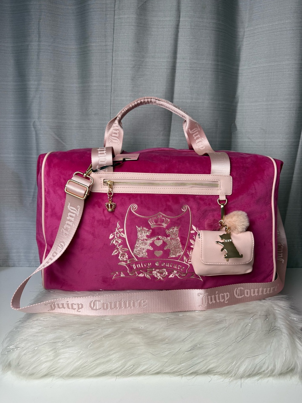 JUICY COUTURE raspberry tart new love chapter weekender duffle bag